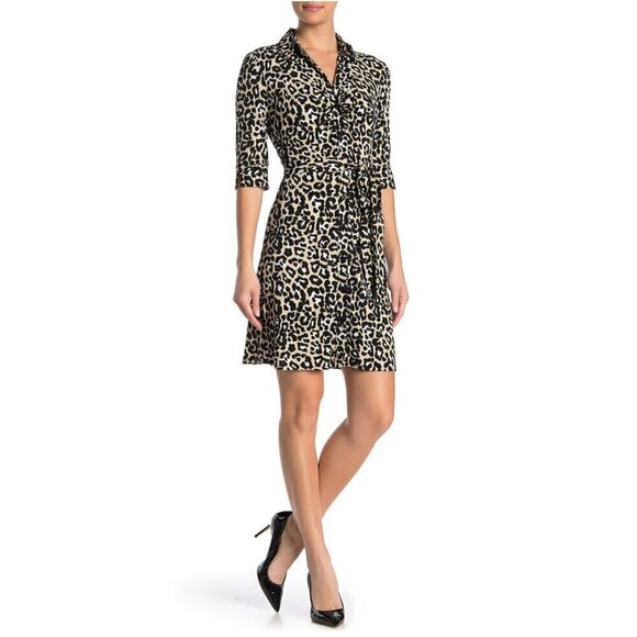NWT LAUNDRY BY SHELLI SEGAL Leopard Print Mini Shirt Dress - Picture 1 of 9